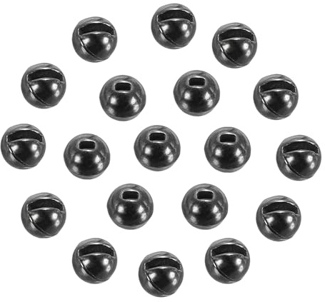 PATIKIL Bolas de Tungsteno para Atar Moscas de 2.5mm, 50 Unidades de Bolas Ranuradas de Tungsteno para Anzuelos de Pesca, Material de Pesca, Níquel Negro