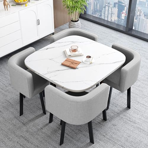 Konferenztisch- Und Stuhl Set Hochtemperatur-Einbrennfarbe Desktop-Dichteplattenmaterial, Kratzfest und Verschleißfest Metall Basis Stabile Tragfähigkeit für Lounge, Wohnzimmer (Color : Light Gray,
