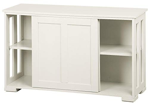 Yaheetech Buffet Salle à Manger Placard de Cuisine en Bois Panneaux Latérales Ajourées/Portes Coulissantes/Etagère Réglable Blanc