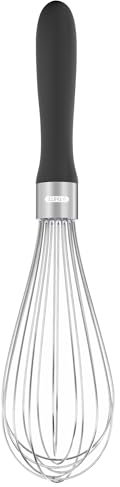 U-Taste Kitchen Whisk: 18/10 Stainless Steel Balloon Whisk 28 cm Medium Egg Beater with 8 High Flex Wires and Non-Slip Silicone Handle for Whipping Blending Mixing Batter Creams Sauces (Black)