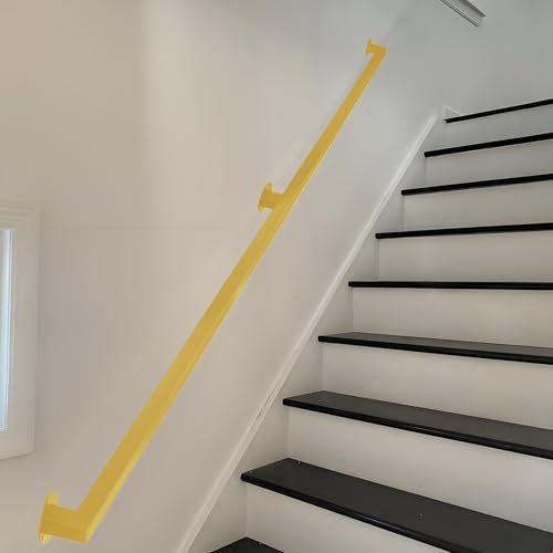 Handläufe aus goldenen Vierkantrohren, wandmontiertes Treppengeländer für drinnen und draußen, Handlauf aus Metallschmiedeeisen für Loft-Flurstufen, komplettes Set(100cm)