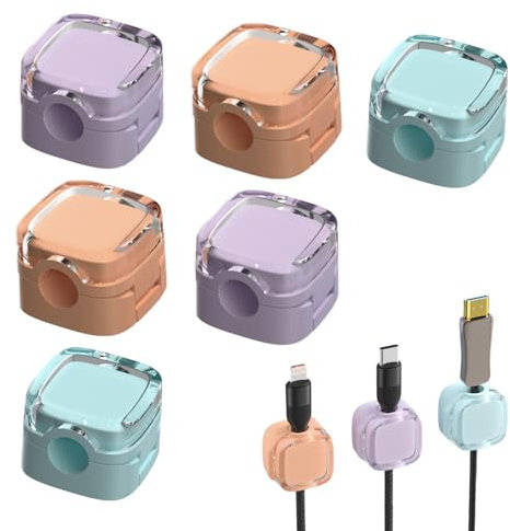 6 Magnetic Cable Clips, Magnetic Cable Management Clips, Magnetic Cable Holder Clips Phone Charging Cable Organizer Storage Holder, Self Adhesive Cord Organizer Wire Holder for Desk Bedside Table