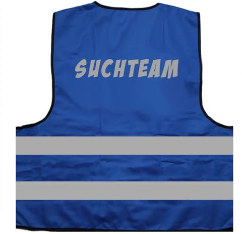 Suchteam - Mantrailing - Trailer Warnweste BZW. Signalweste mit reflektierendem Aufdruck - Größe XXL / 3XL, Blau