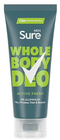 Sure Men Active Fresh Whole Body All Over Body Deodorant Cream with a citrus & woody fragrance and 72 hour odour control 75ml