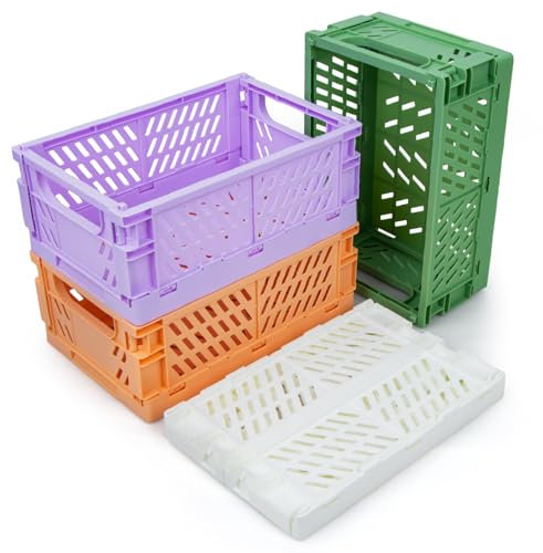 iHomara 4X Faltbarer Aufbewahrungskorb, Stabiler Klappkorb (25 * 16 * 10cm), Multifunktionaler Aufbewahrungsbox Organisation für Schrank, Bücherregal, Badezimmer, Schlafzimmer, Küche