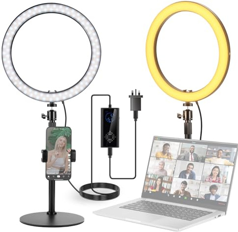 NEEWER 12 24W High Power Desk Ring Light with Stand/Phone Holder, LED Selfie Video Conference Lighting for iPhone Streaming Makeup Vlog Recording Laptop Computer Webcam Zoom Call Podcast, RH12B
