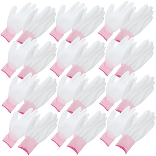 Holibanna 12pcs Nylon Coated Palm Gloves Work Gloves for Women Men Mechanics Electricians Gardening Protection