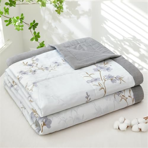 Odot Tagesdecke 150x200 180x200 200x230 Bunte Blumen Tagesdecke Bettüberwurf Einzelbett Doppelbett Weich Komfort Steppdecke Gesteppte Bettwäsche Sofaüberwurf Wohndecke (Grau,150x200cm)