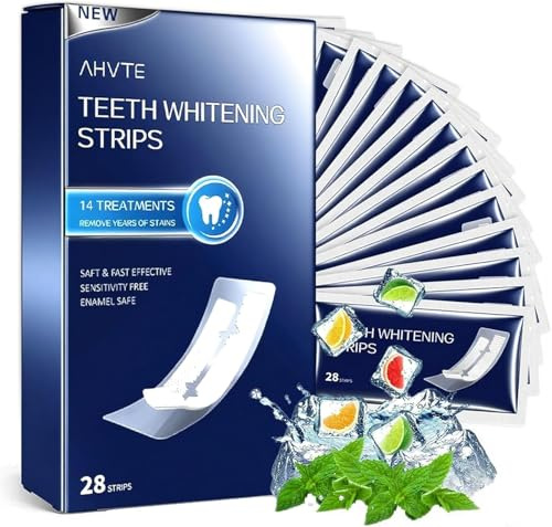 28 Pezzi Strisce Sbiancanti Denti Professionale, Rimuove le Macchie Profonde,aiuta a eliminare/fumare/vino Macchia, Ideali per lo Sbiancamento dei Denti
