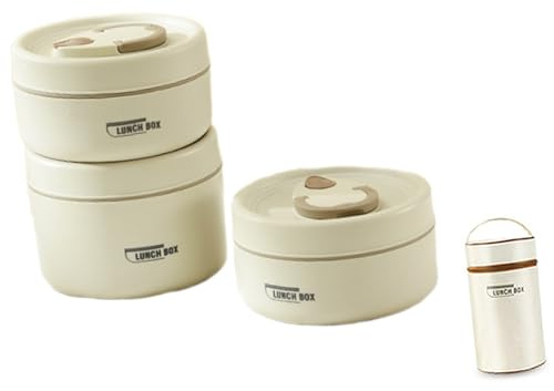 Whltzf Juego Lonchera Apilable Caja Alimentos para para Comidas Calientes Juego Loncheras con Aislamiento Acero Inoxidable con Recipiente Almuerzo Oficina