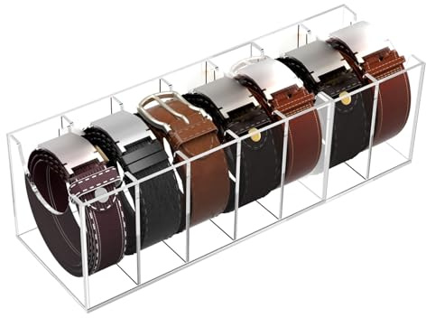 Belt Storage - Belt Organiser | Belt Box | Acrylic Belt Organizer | Closet Belt Organizer | Acrylic Tie And Belt Organizer | Clear Display Case | Multi-Purpose Tie Rack | Clear Container