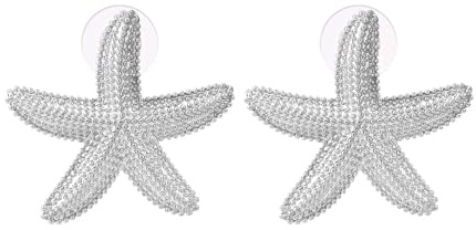 Boucles d'Oreilles Étoile de Mer en Argent pour Femme, Thème Océan Résistantes à la Lumière Clous Étoile Mer Bijoux de Plage d'Été Accessoires Tendance pour Femme
