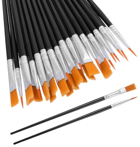 BOHUIZ 30 Pcs Paint Brushes Set, Flat and Round Nylon Hair Brush Set Acrylic Paint Brushes Kids Paints Brush for Acrylic Oil Watercolor Painting Drawing(blue)