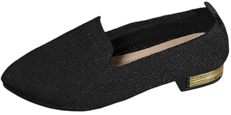 Ballerinas Women's Slip-On Shoes Breathable Hole Pattern Ballerina Shoes Leisure Pumps Lightweight Elegant Women's Shoes Flat Knitting Work Ballet Shoes Traditional Shoes, black, 5 UK