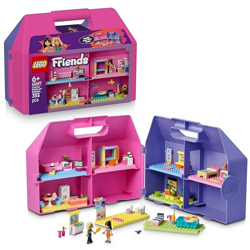 LEGO Friends Valigetta Creativa Casa delle Bambole - Giochi da Viaggio con Casa Giocattolo a 8 Stanze, 2 Mini Bamboline e Accessori - Idea Regalo di Compleanno per Bambine da 6 Anni in su - 42697