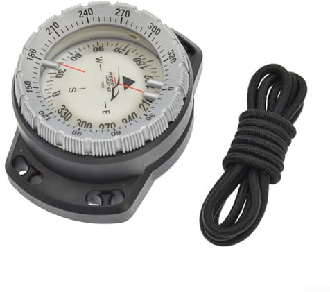 Gdfnmogo Scuba Diving Compass Gauge with Wrist Mount, Top and Side Reading, Lightweight Portable Module with Comfortable Adjustable Rubber Strap, Waterproof to 50m for(Grey)