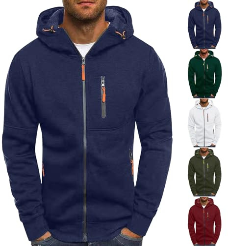 Generisch Winterjacke Herren Trainingsjacke mit Kapuze äRmel Freizeitjacke Zip Outdoorjacke Taschen Herrenjacke für Sport üBergangsjacke Fitness Reisen und Alltag