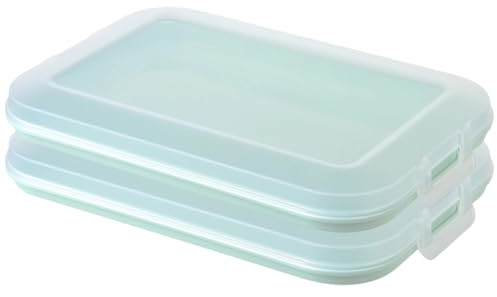 Engelland 2er Set Aufschnitt-Dosen mit integrierter Servierplatte, Frischhaltedose, Aufbewahrungsbox, Lebensmittelbehälter, Aufschnitt-Box, stapelbar, BPA-frei, Küchenbedarf, Kunststoff, Mint
