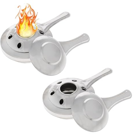 WQNNQW Pack of 2 Fondue Burner, Stainless Steel Fuel Paste Container, Fuel Paste Fondue, Portable Fondue Burner, for Hot Pot, Dry Pot Cuisine, Outdoor, Camping, Hiking, Buffet