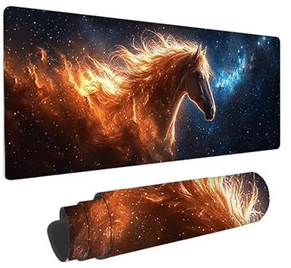 Alfombrilla Ratón XXL Grande Gaming Mouse Pad 1600 x 800 mm, Impermeable Antideslizante Mousepad, Alfombrilla Escritorio con Base de Caucho para Gamers, PC y Portátil - (Cielo estrellado caballo) G834