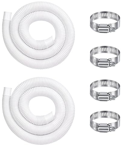 1-1/2 Pool Skimmer Hose for Above-Ground Pools, Swimming Pool Replacement Hose with 4 Metal Clamps Compatible with Intex Pool Filter Pump