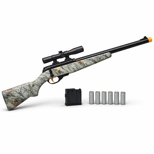 30 Inch Kids Toy Hunting Rifle with Scope in Camo, Shell Ejecting Bolt Action Toy Gun with Realistic Sounds Detachable Magazine Sniper Style Pretend Play for Kids