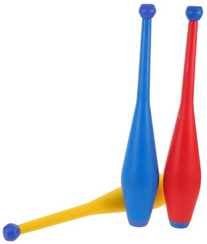 Toddmomy 3pcs Juggling Clubs Set for Skill Training and Stage Performance – Lightweight Circus Props with Red, Blue, Yellow Sticks for Precision Tricks and Daily Practice