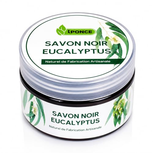 Savon Noir Naturel au Eucalyptus & Huile d'Olive – Exfoliant Corps & Visage pour Peau Sèche et Sensible – Soin Hammam Authentique – 180g
