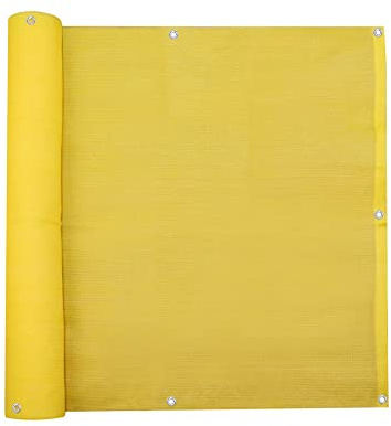 jarolift Balkonbespannung Basic, Balkon Sichtschutz Windschutz Sonnenschutz Balkon-Verkleidung, Atmungsaktiv, 500 x 90cm (24 Ösen) Gelb