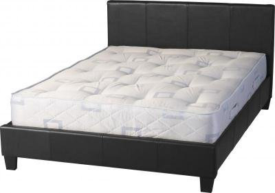 Seconique Prado Leather Bed Frame, 4ft 6in Double Bed Frame, Black