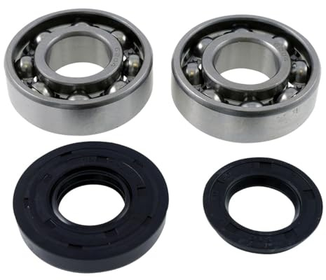 2EXTREME Kurbelwellenlagersatz Minarelli kompatibel mit Yamaha Aerox 50 | Mit 2 Rillenkugellagern Typ 6204, Metallkäfig, CN und Wellendichtringen; kompatibel mit ATU Explorer Race GT 50, Spin GE 50