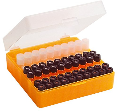 neoLabLine neoBox 100 Reaktionsgefäßen Aufbewahrungsbox mit Verschluss, Polypropylen, 10 x 10 Plätze, Orange