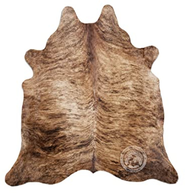 Sunshine Cowhides 100% Genuine Brown Brindle Cowhide Rug - Modern Style Animal Skin Rug & Floor Carpet for Living Room, Bedroom, Kitchen & More - Extra Large (6x7-8 Ft.)