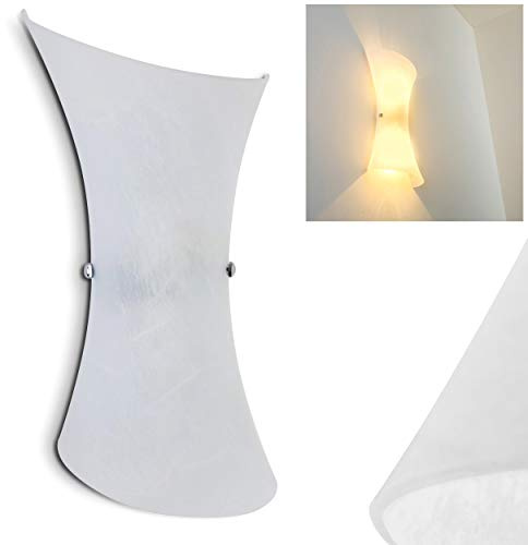 HOFSTEIN Wandlampe Rivoli aus Metall/Glas in Weiß, moderne Wandleuchte mit Up & Down-Effekt, 2 x E14, Innenwandleuchte mit Lichteffekt, ohne Leuchtmittel