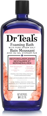 Dr Teal's Restore & Replenish Pure Epsom Salt & Essential Oils Pink Himalayan Foaming Bath 34 oz