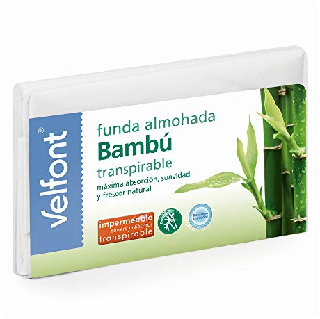 Velfont Funda Almohada Bambu Impermeable Transpirable hipoalergenica Tratamiento aloevera y Bambu Todas Las Medidas (70cm)