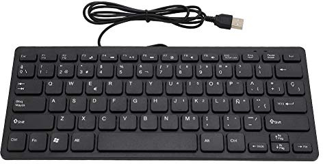 Wendry Teclado en Español Mini, Interfaz USB con Conexión de Cable, Portátil para Computadora de Escritorio, 78 Teclas Ultradelgadas, Ultra Delgado