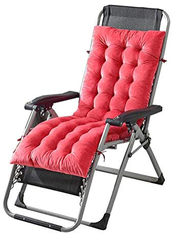 Ruby Lil Matelas Mat Fauteuil, Coussin Chaise Longue Confortables, Antiderapant Chaise De Jardin Coussin De Siège Pad avec Jardin Dossier pour Patio Piscine,Rouge,160x50cm(63x20inch)