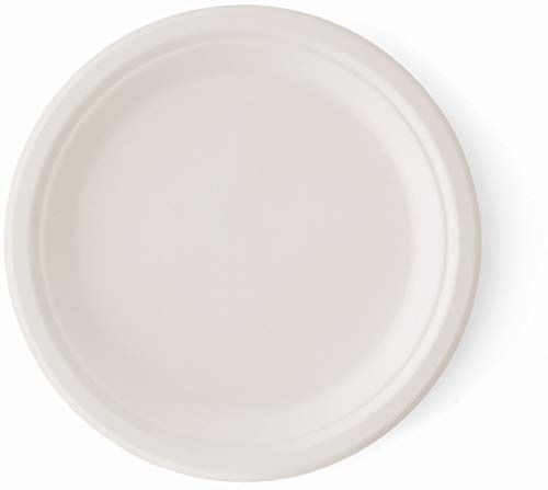 PAPPERI® Lot de 50 assiettes plates 22 cm, biodégradables et compostables, en fibre de canne à sucre naturelle, idéales pour la maison, la restauration et les réceptions