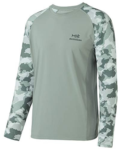 Bassdash Herren Langarmshirt Camo Shirt Performance mit 50 UPF Sonnenschutz Schnelltrocknend