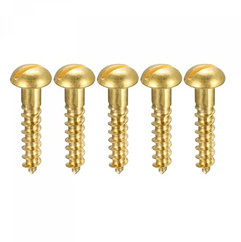 sourcing map Holzschrauben, M6 x 30 mm, Schlitz, Rundkopf, Messing, selbstschneidend, 20 Stück