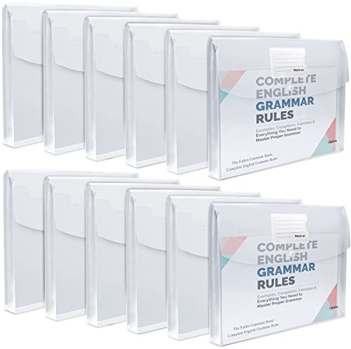 12 Pack Large Clear Folders for Documents,Legal Size(11×14 inch),TFDLCG zm Plastic Envelopes with Snap Closure,Poly Envelope File Folder with 1 Inch Expansion,for School Home Office Organizer