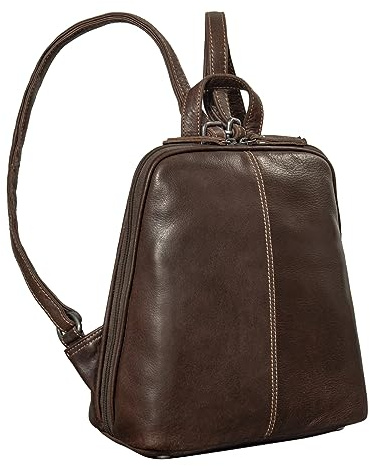 STILORD Calla Mochila de Cuero Señoras Pequeña Bolsa Elegante Mujeres Piel Genuina City Daypack Vintage Moderna Bolsa de Cuero Mini Mochilas Damas Color:Torres - marrón