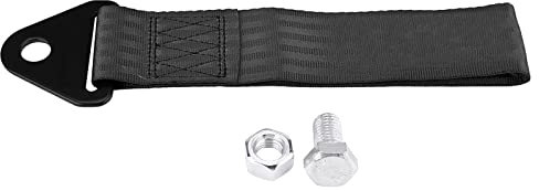 Abschleppgurt Sparco schwarz + Haken für Anhängerkupplung Universal Seil für Rennwagen Hochfeste hintere Stoßstange vorne (schwarz) Auto