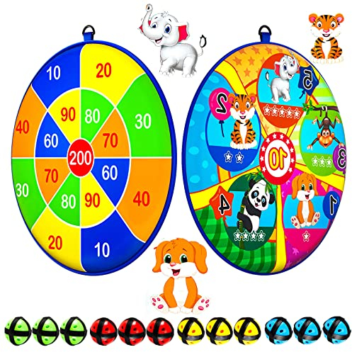 Jesitai 25.5 Inches Spiele Für Kinder Doppelseitige Dartscheibe, Outdoor Wurfspiel,Garten Spielzeug,Geeignet Für 3 4 5 6 7 8 9 10 11 12 jährige Jungen und Mädchen Geschenk(65cm)