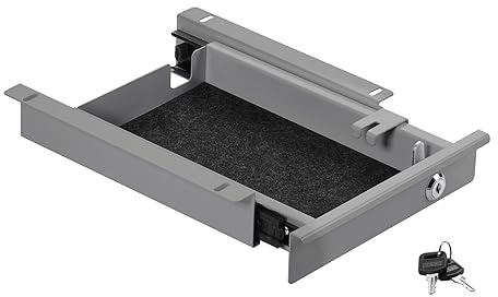 CAVO Dokumentenschublade aus Stahl 220 mm grau mit Kabeldurchführung | abschließbar Unterbau-Schublade für Schreibtische von SOTECH