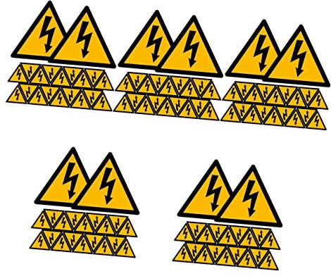 STOBOK 100 sheets Signs of Caution Sign Adhesive Decals for Hazard Equipment Electric Label Fence Self Stickers Electrical Warning Labels Shocks