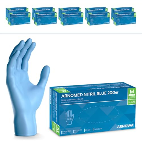 2000x ARNOMED® Einweghandschuhe Blau, Nitril Handschuhe, Einmalhandschuhe M | Nitrilhandschuhe Einweg puderfrei, Gummihandschuhe Einweg, Schutzhandschuhe, Handschuhe Nitril latexfrei, Putzhandschuhe
