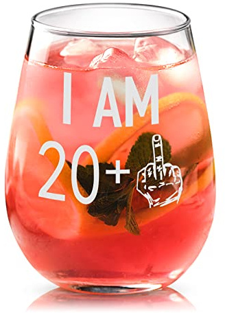 Livole 21st Birthday Gifts for Women, Her, Him, 15oz Stemless Wine Glasses