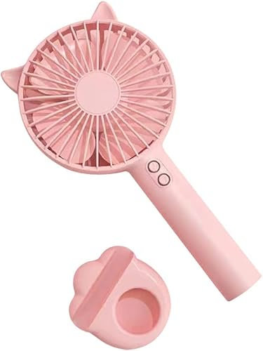 USB Handheld Fan, Personal Cooling Hand Held Fan, 2 Speed Adjustable Cute Cat Ear Mini USB Desk Fans, Great for Indoor, Outdoor, Home & Office (C)